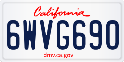 CA license plate 6WVG690