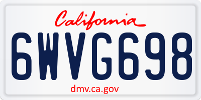 CA license plate 6WVG698