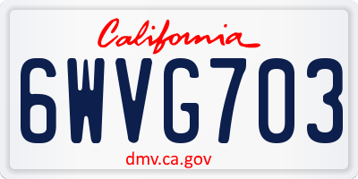 CA license plate 6WVG703