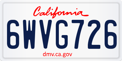 CA license plate 6WVG726