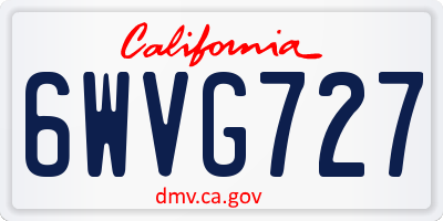 CA license plate 6WVG727