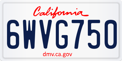 CA license plate 6WVG750