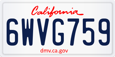 CA license plate 6WVG759