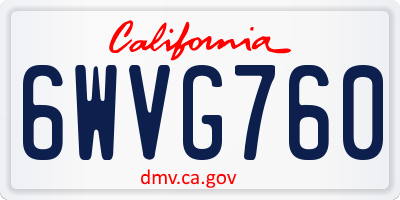 CA license plate 6WVG760
