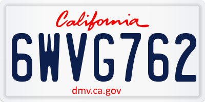 CA license plate 6WVG762
