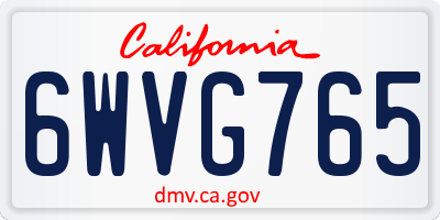 CA license plate 6WVG765