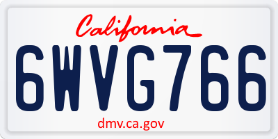 CA license plate 6WVG766
