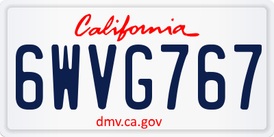 CA license plate 6WVG767