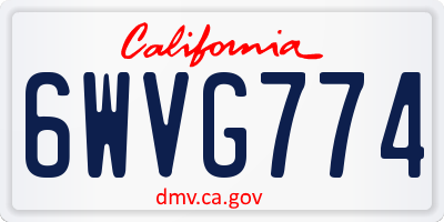 CA license plate 6WVG774
