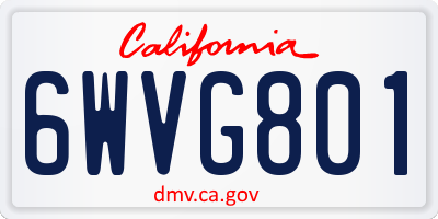 CA license plate 6WVG801