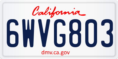 CA license plate 6WVG803