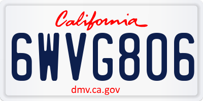 CA license plate 6WVG806