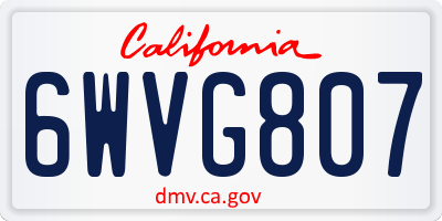 CA license plate 6WVG807