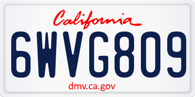 CA license plate 6WVG809
