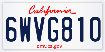 CA license plate 6WVG810