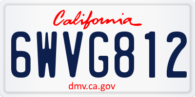 CA license plate 6WVG812