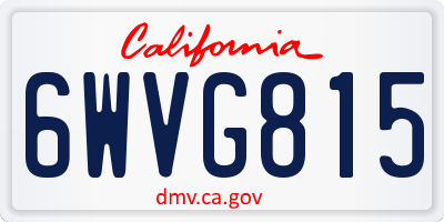 CA license plate 6WVG815
