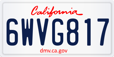 CA license plate 6WVG817