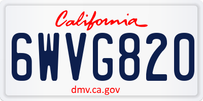CA license plate 6WVG820