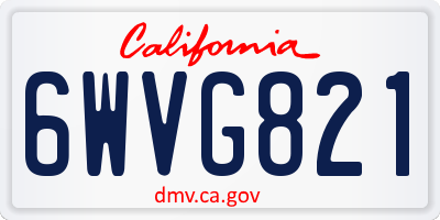 CA license plate 6WVG821