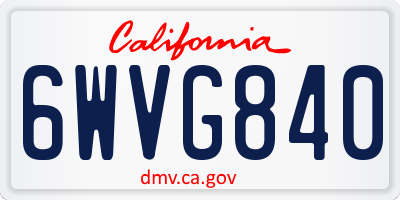 CA license plate 6WVG840