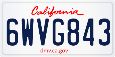 CA license plate 6WVG843