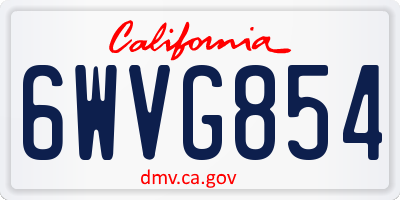 CA license plate 6WVG854