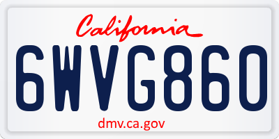 CA license plate 6WVG860