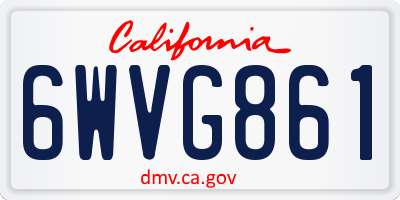 CA license plate 6WVG861