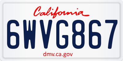 CA license plate 6WVG867