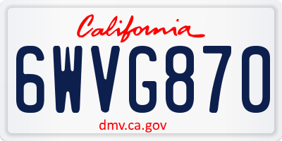 CA license plate 6WVG870