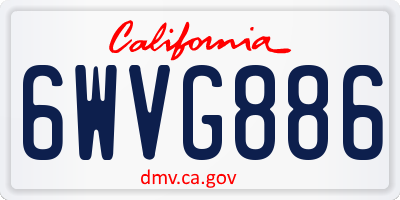 CA license plate 6WVG886