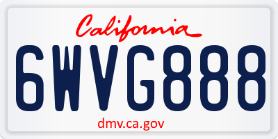 CA license plate 6WVG888