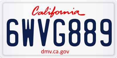 CA license plate 6WVG889