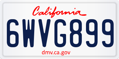 CA license plate 6WVG899