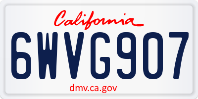 CA license plate 6WVG907