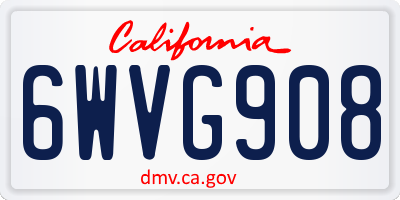 CA license plate 6WVG908