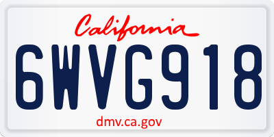 CA license plate 6WVG918