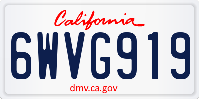 CA license plate 6WVG919