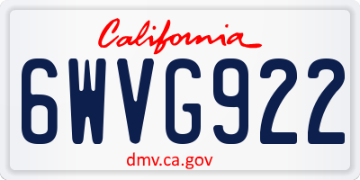CA license plate 6WVG922
