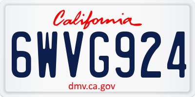 CA license plate 6WVG924