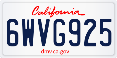 CA license plate 6WVG925