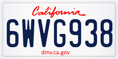 CA license plate 6WVG938