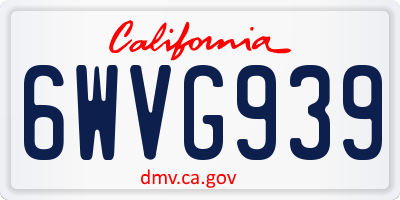 CA license plate 6WVG939