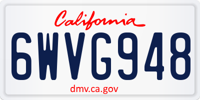 CA license plate 6WVG948