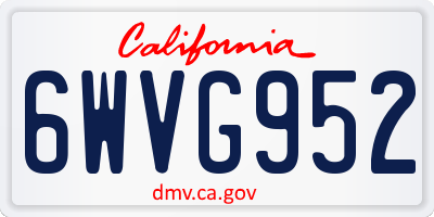 CA license plate 6WVG952