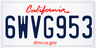 CA license plate 6WVG953