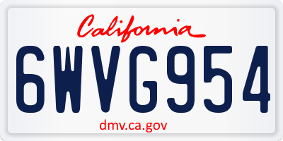 CA license plate 6WVG954