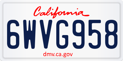 CA license plate 6WVG958
