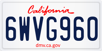 CA license plate 6WVG960